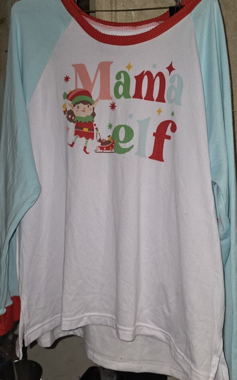 Jammies for your Families Cuddl Duds 1X Women Pajama Sleep Shirt NWT Mama Elf
